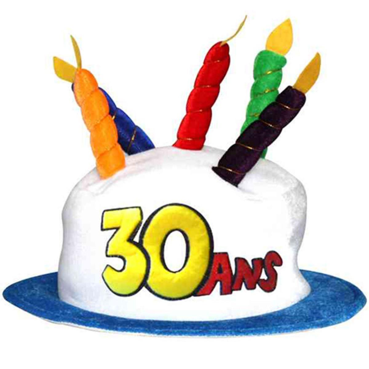 Chapeau original Anniversaire 30 ans en feutrine - Diamètre 32 x 25 cm