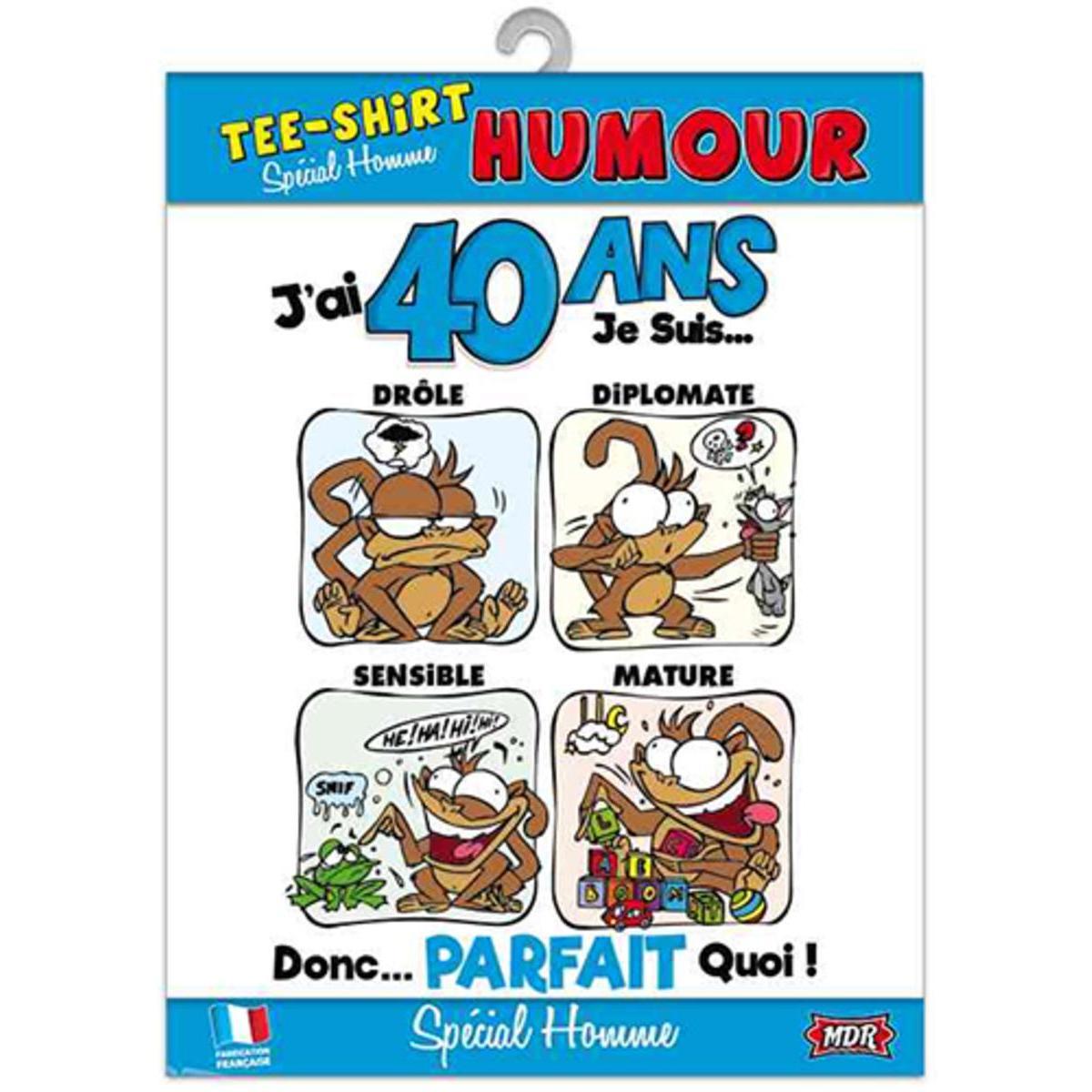 Tee-shirt humoristique pour homme Anniversaire 40 ans en coton - TU
