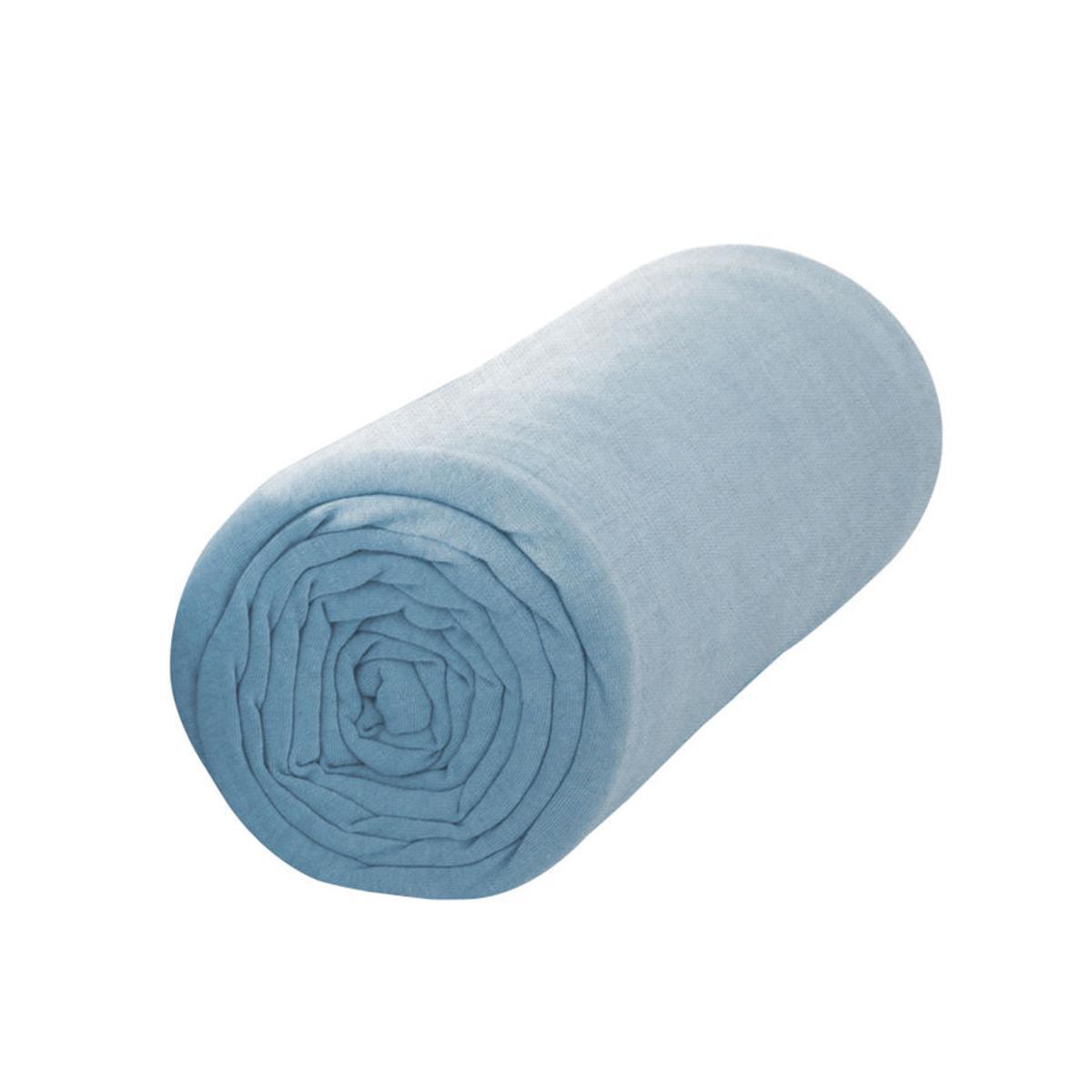 Drap housse pour matelas 100% coton - 140 x 190 cm - Bleu portofino