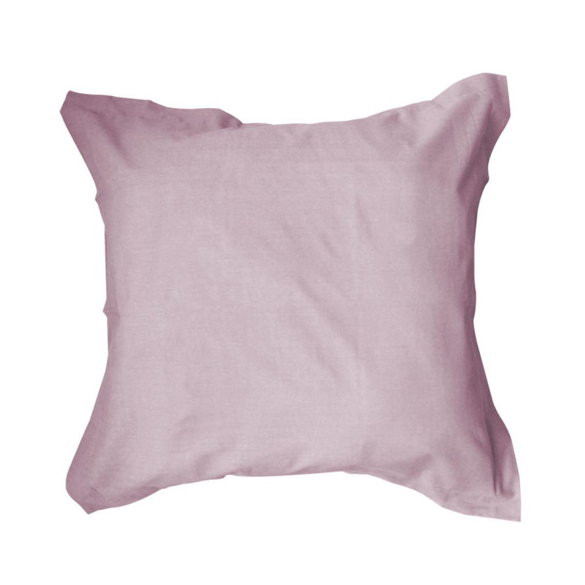 Taie d'oreiller 100% coton - 75 x 75 cm - Rose poudre de lilas