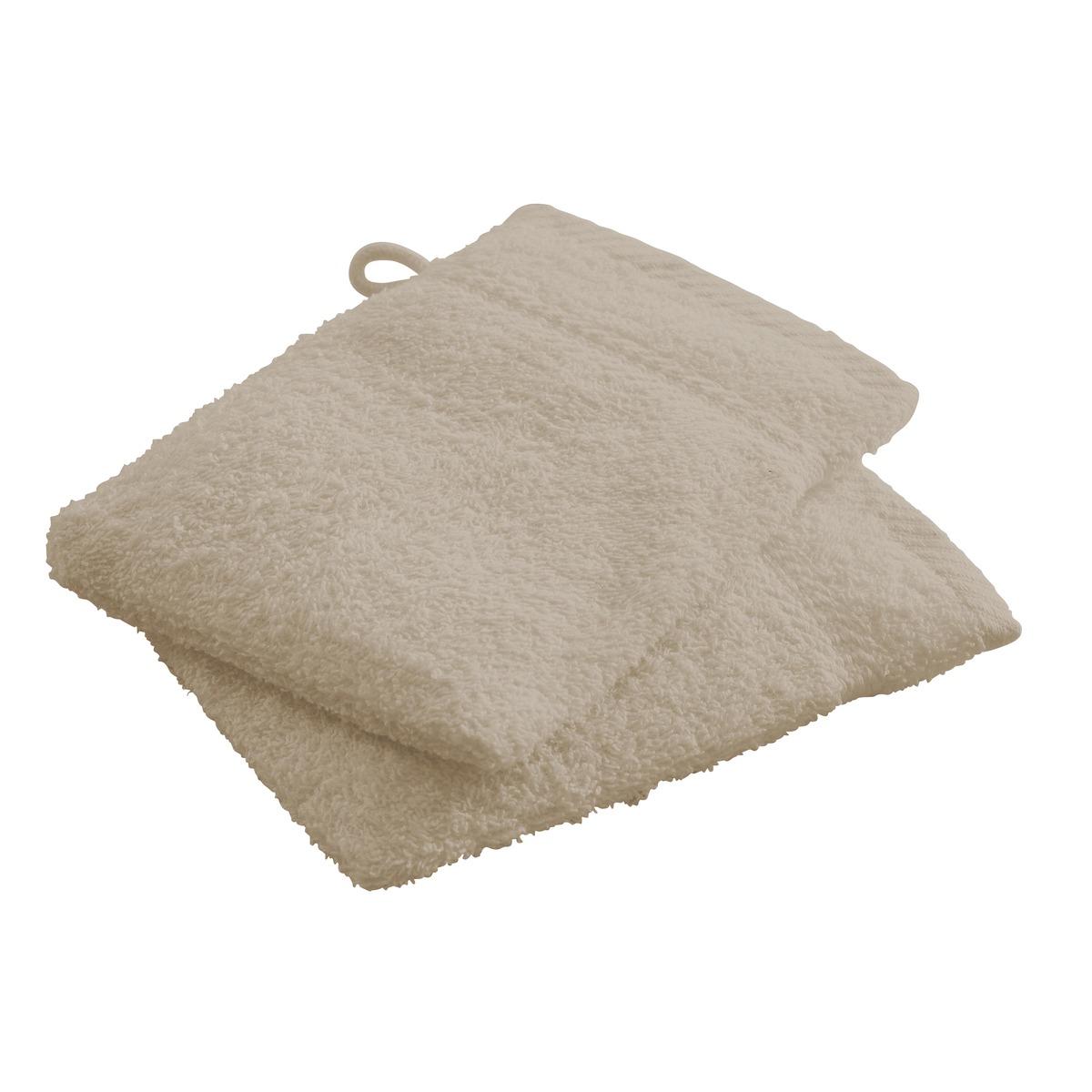 Paire de gants de toilette - 16 x 22 cm - Beige mastic