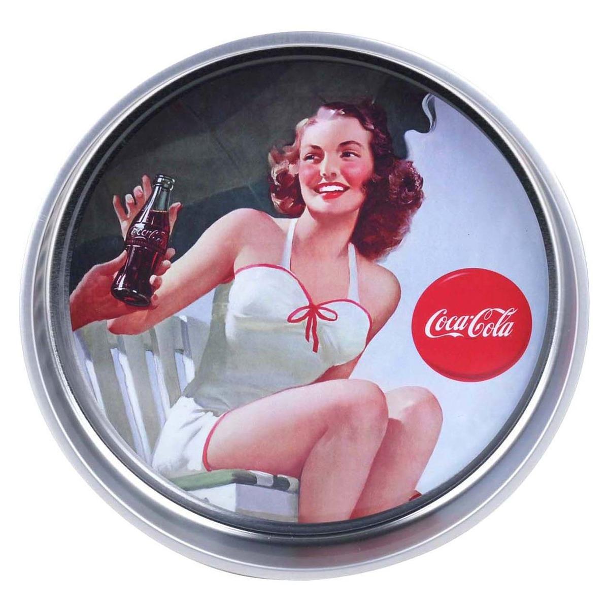Plateau Coca-Cola vintage - 33 x 4 cm - Blanc