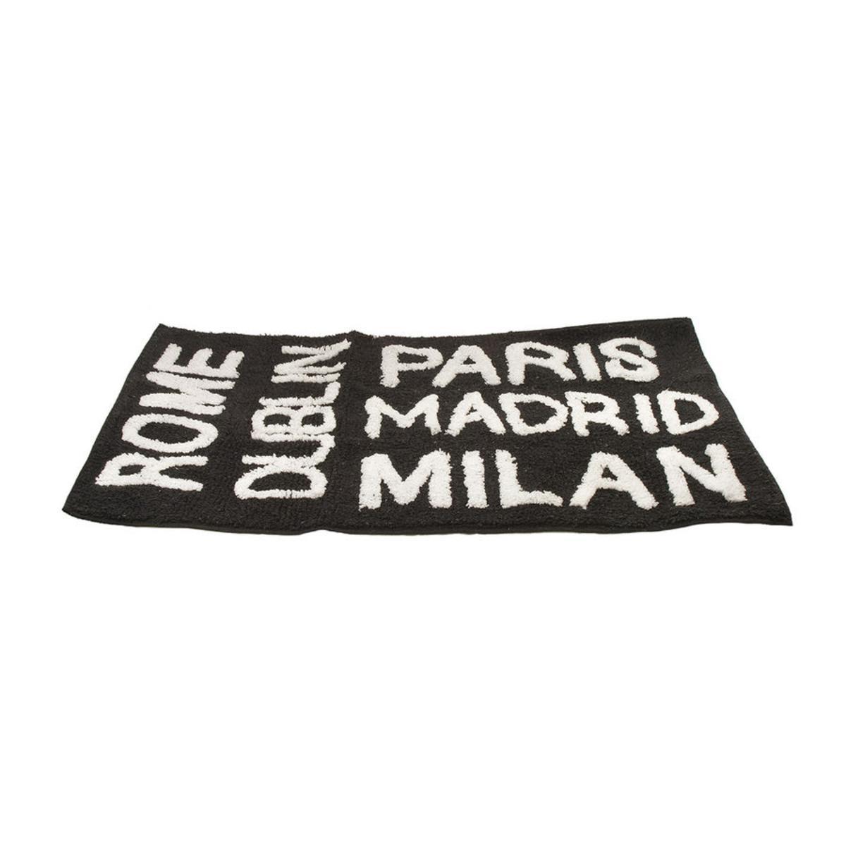 Tapis de bain villes en coton - 50 x 80 cm - Noir