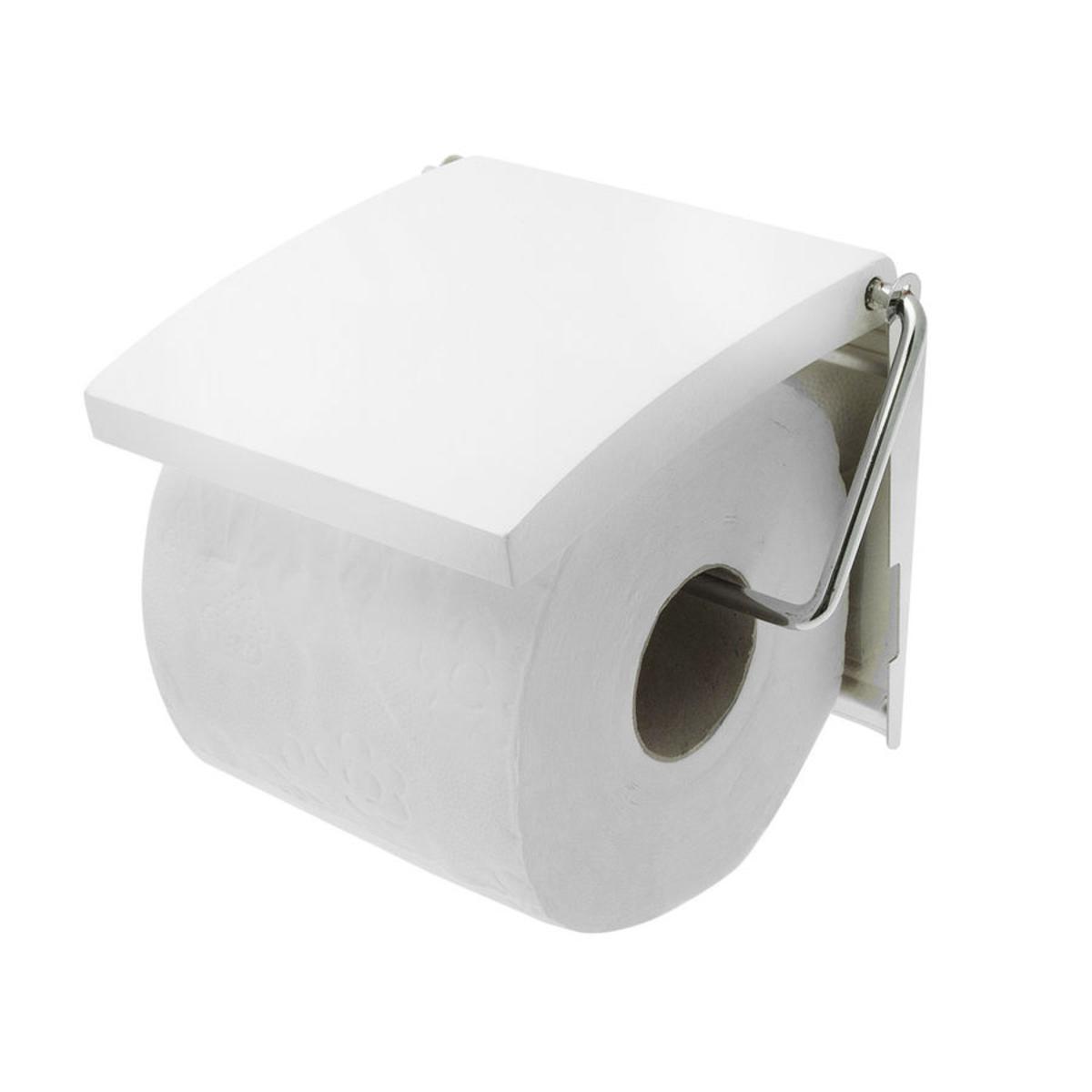Dérouleur WC en MDF - 13,5 x 11,7 x 2,5 cm - Blanc