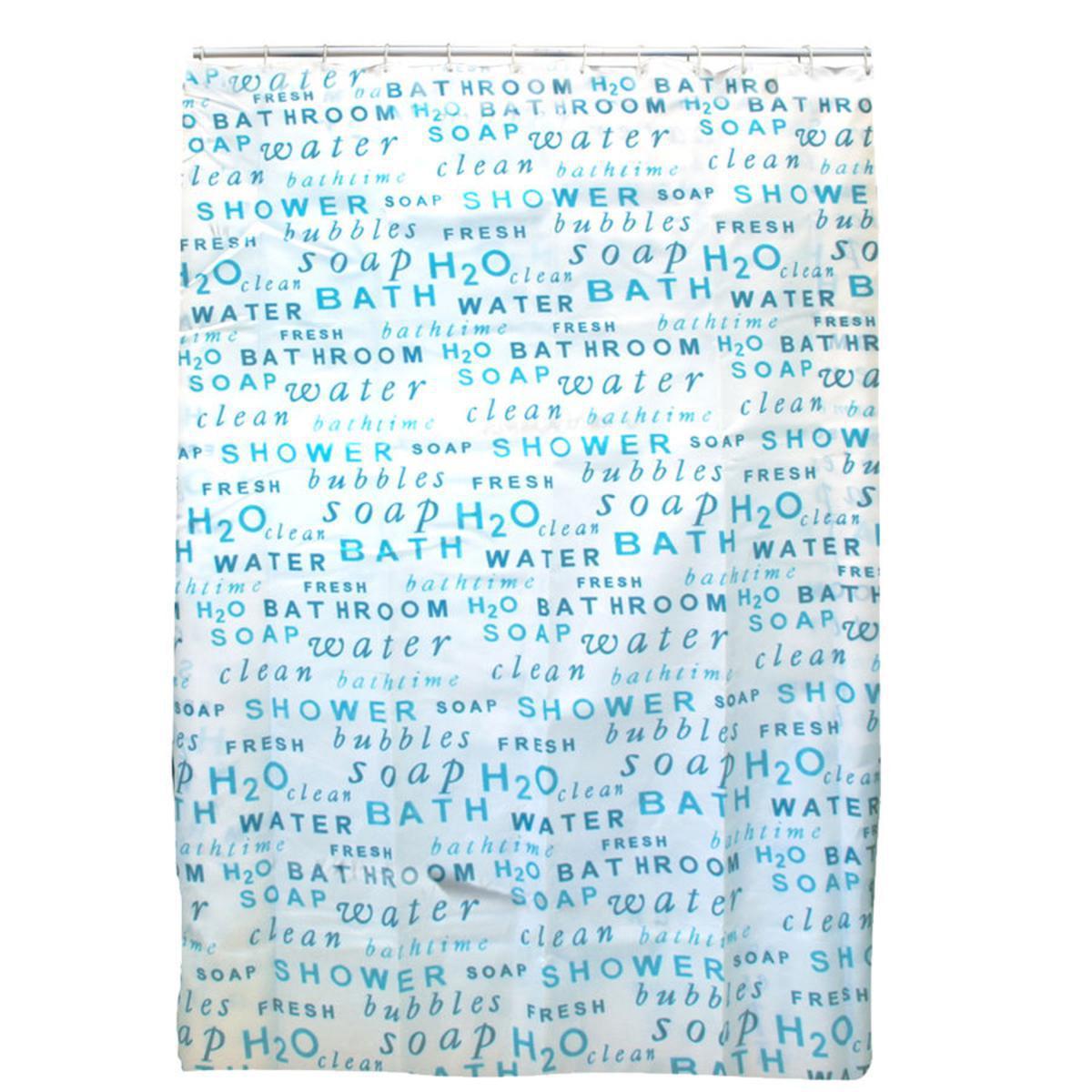 Rideau de douche Texte en polyester - 180 x 200 cm - Bleu