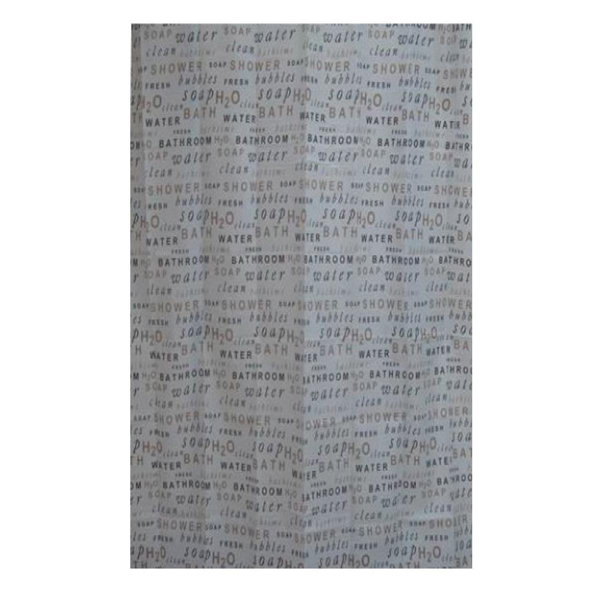 Rideau de douche décor Texte en polyester - 180 x 200 cm - marron, blanc