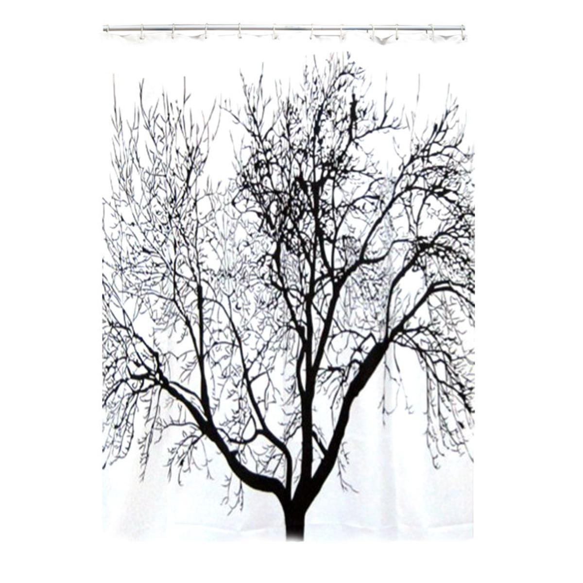 Rideau de douche Arbre en polyester - 180 x 200 cm - Noir