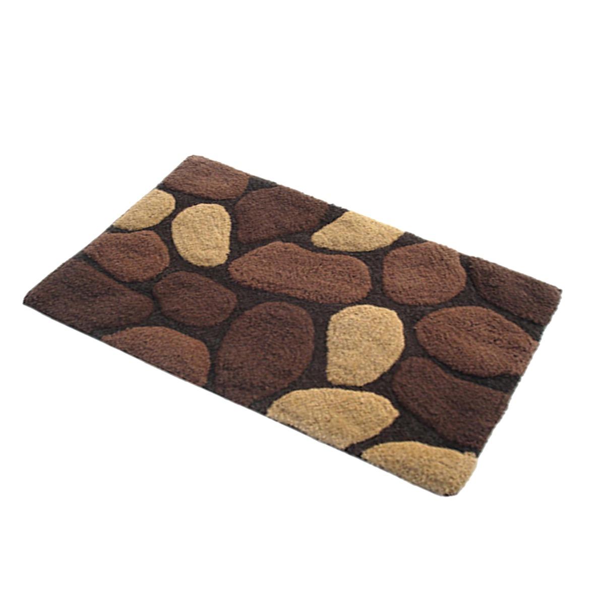 Tapis décor galets en relief - 50 x 80 cm - Taupe