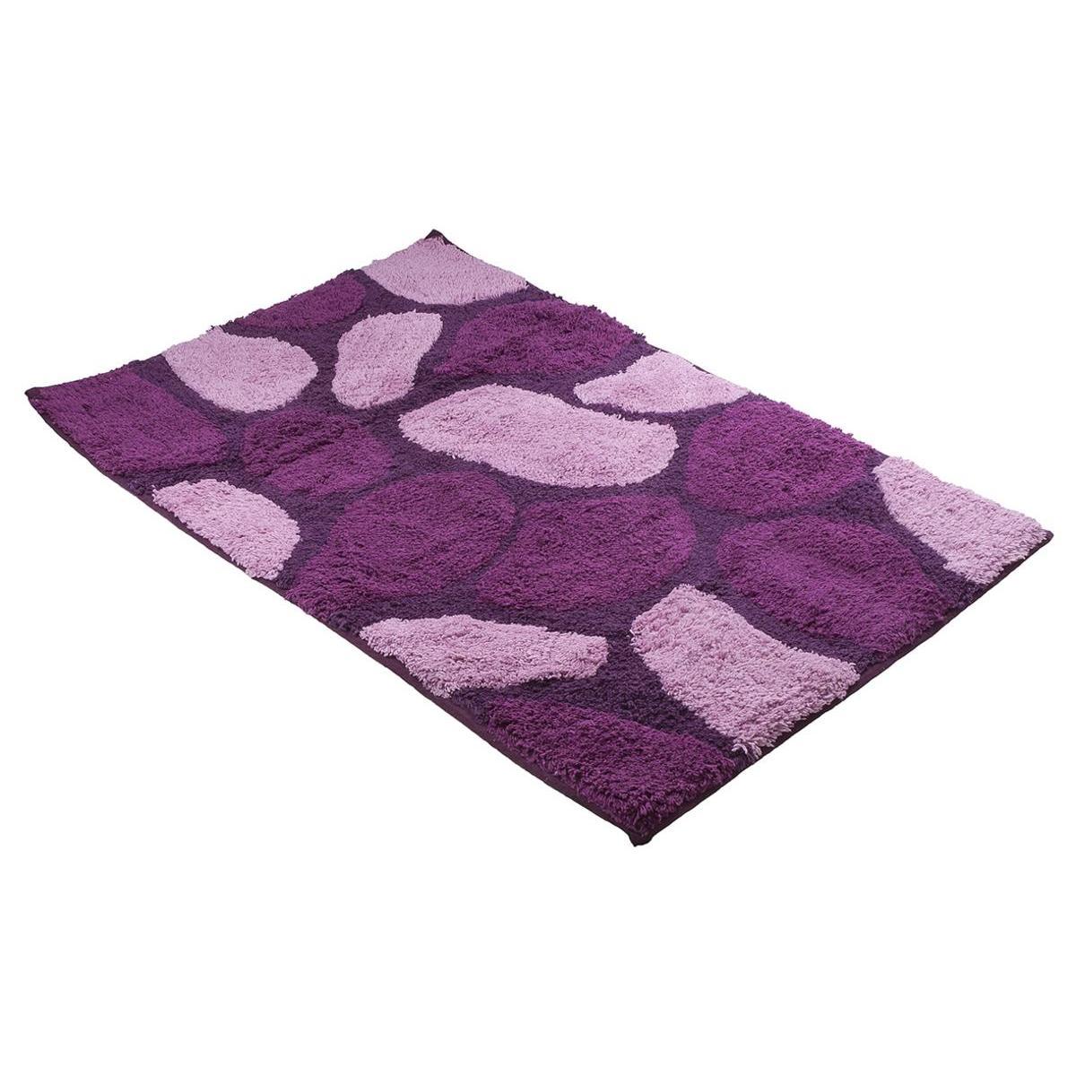 Tapis de bains galets - L 81 x l 48.5 cm - Violet