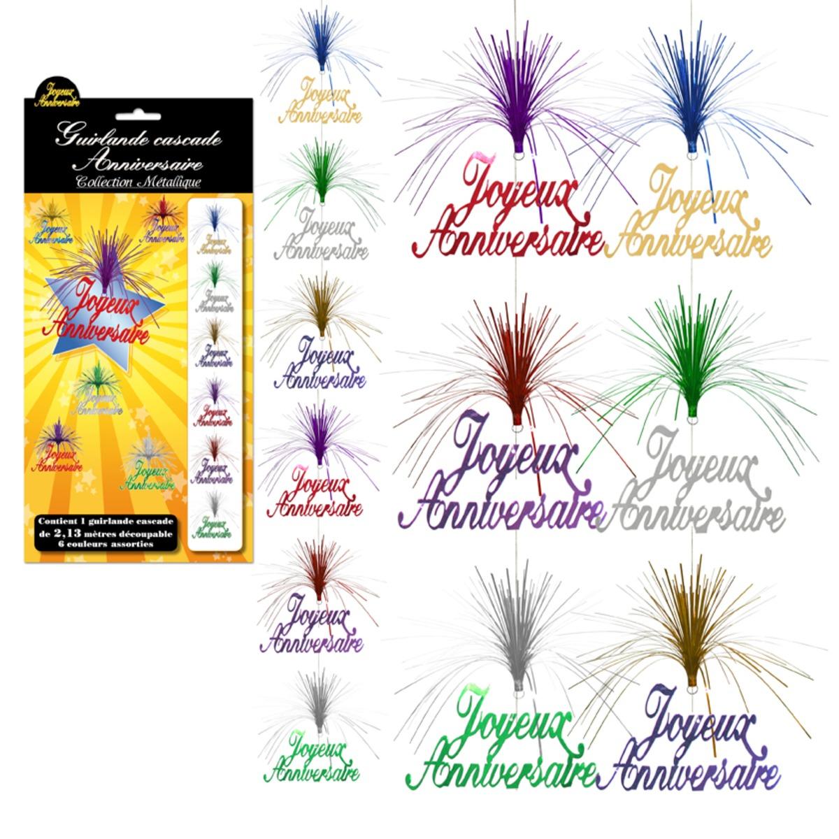 Guirlande cascade Joyeux anniversaire - 2,13 m - Multicolore