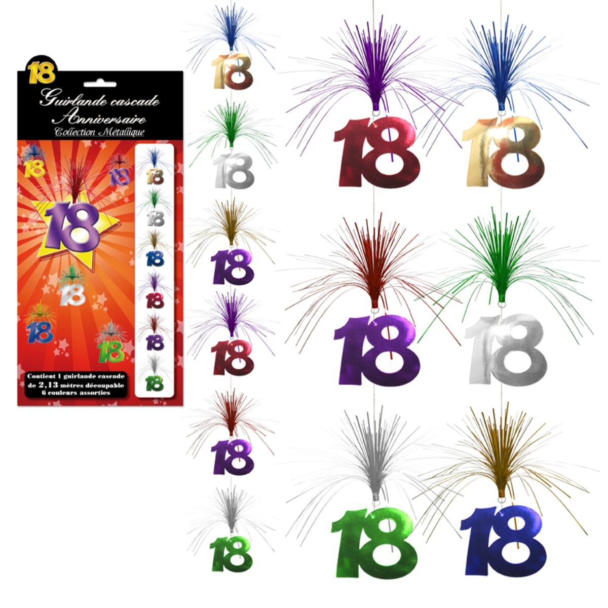 Guirlande cascade Anniversaire 18 ans - 2,13 m - Multicolore