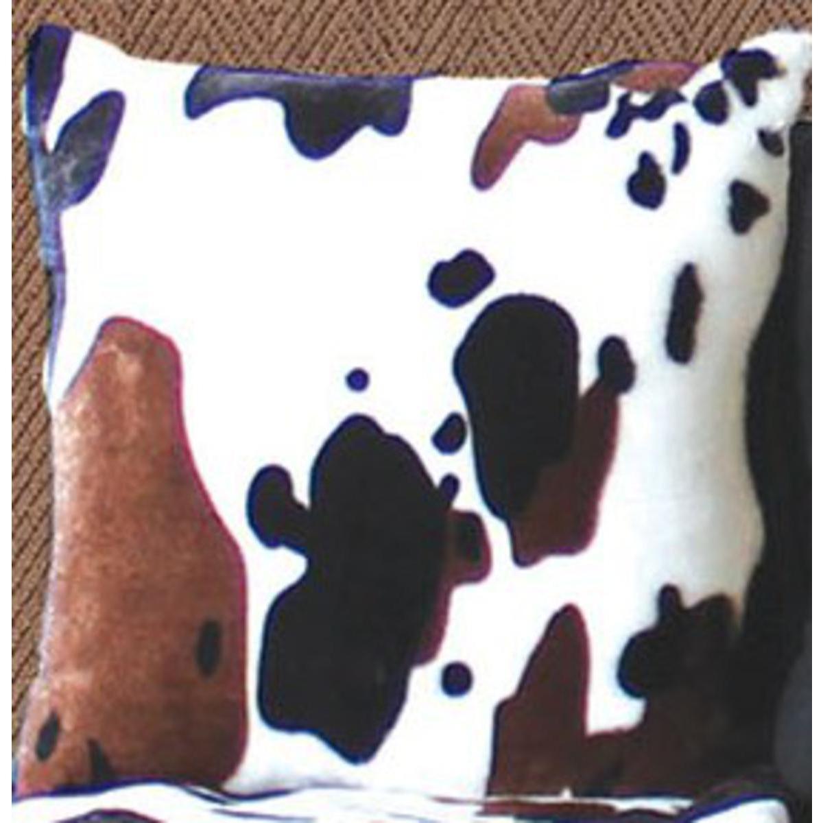 Coussin imitation vache- 100% polyester - 40 x 40 cm - Multicolore