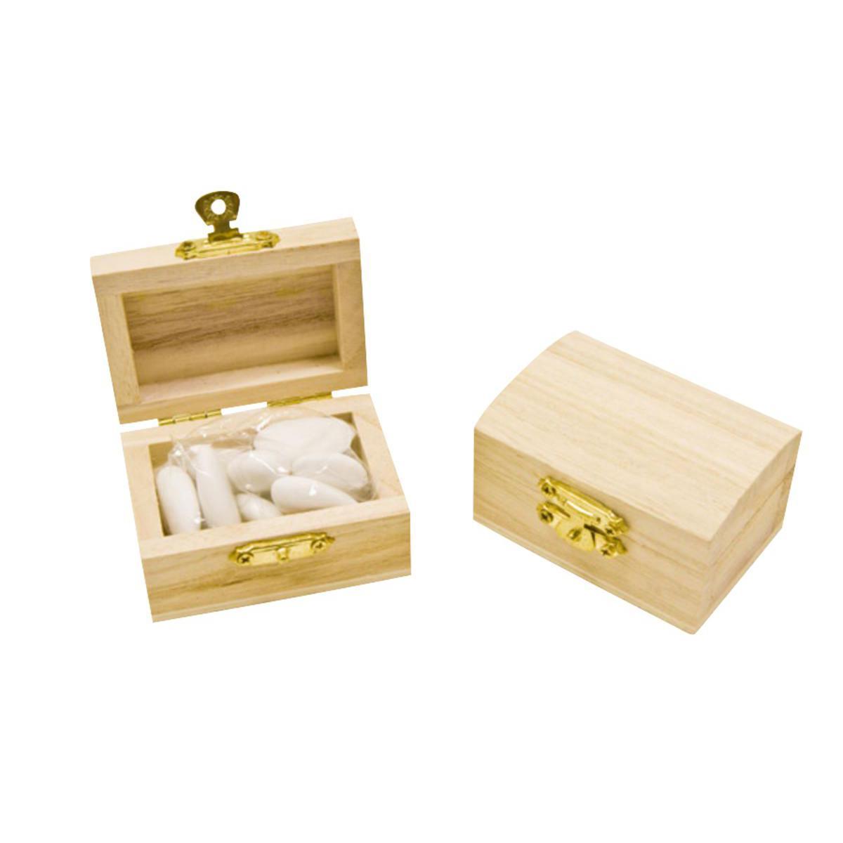 Lot de 4 petites malles en bois à garnir - Diamètre 5 cm - Beige