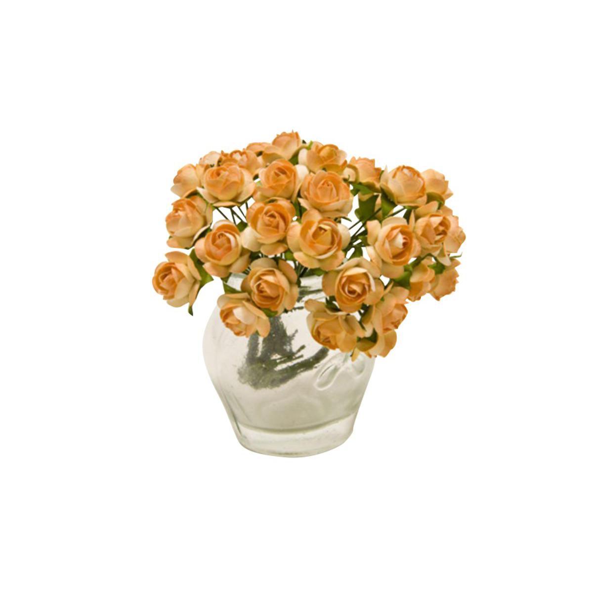 Lot de 36 mini fleurs en papier - Diamètre 1,5 cm - Orange
