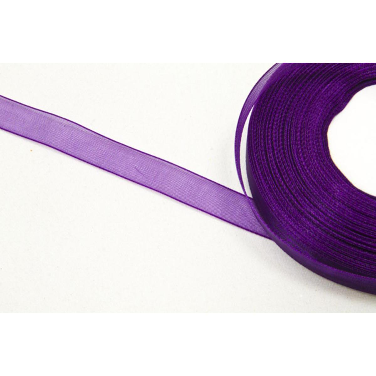 Ruban en organza format lacette - 10 mm x 25 m - Violet prune