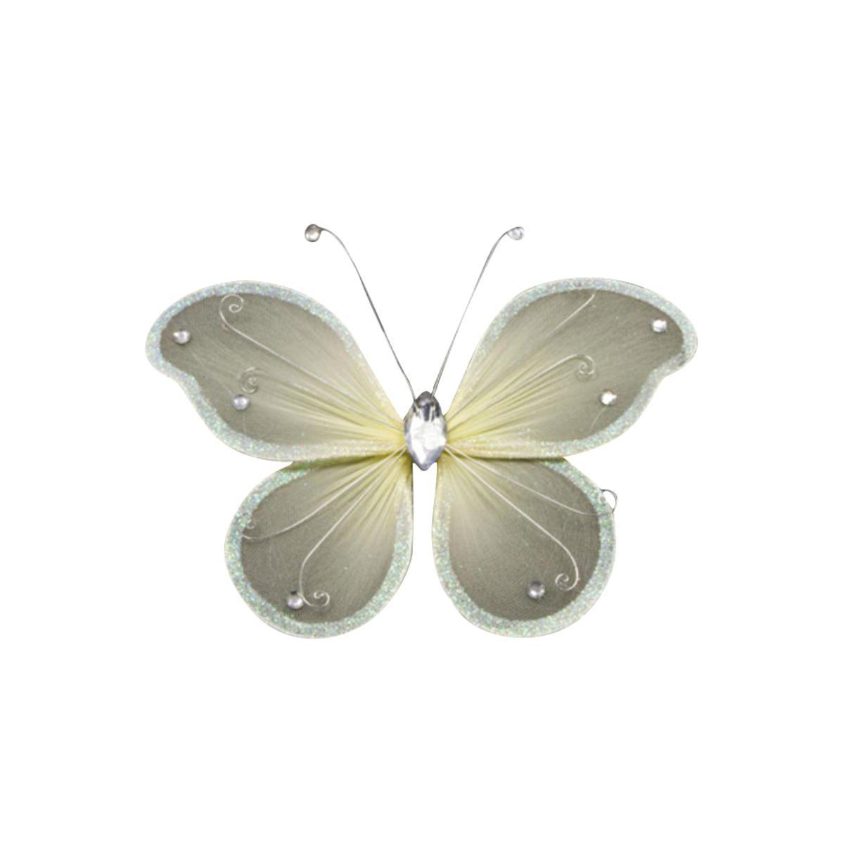 Papillon décoratif - Polyester - Diamètre 25 cm - Blanc ivoire