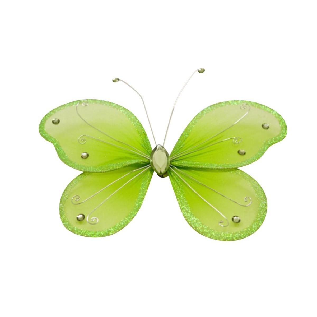 Papillon décoratif - Polyester - Diamètre 25 cm - Vert menthe