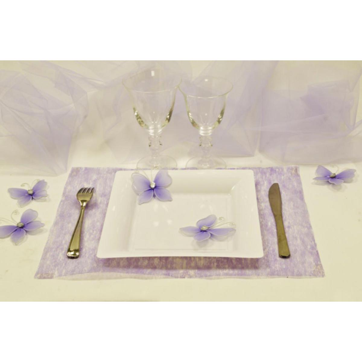 Lot de 4 sets de table intissés rectangulaires - Tissu - 30 x 40 cm - Violet parme