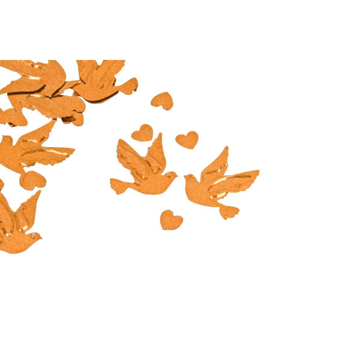 Confettis de table motifs colombes et cœurs - Plastique - 10 gr. - Orange