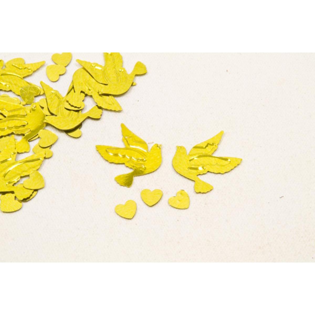 Confetti de tables colombes cœur (10g) - 1.5 x 1.5 cm - Or