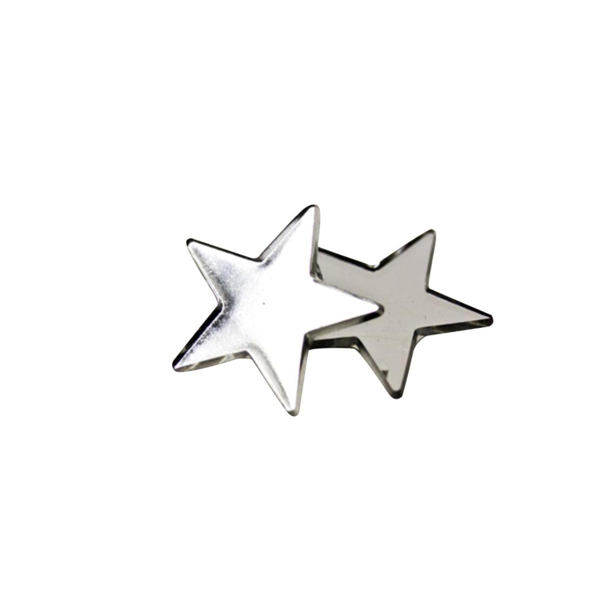 Lot de 10 étoiles miroir - Acrylique - 3x3cm - Argent