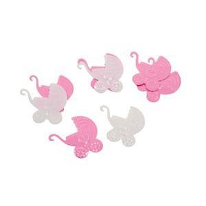 Confettis de table landeau bébé - sachet de 10g - rose et blanc