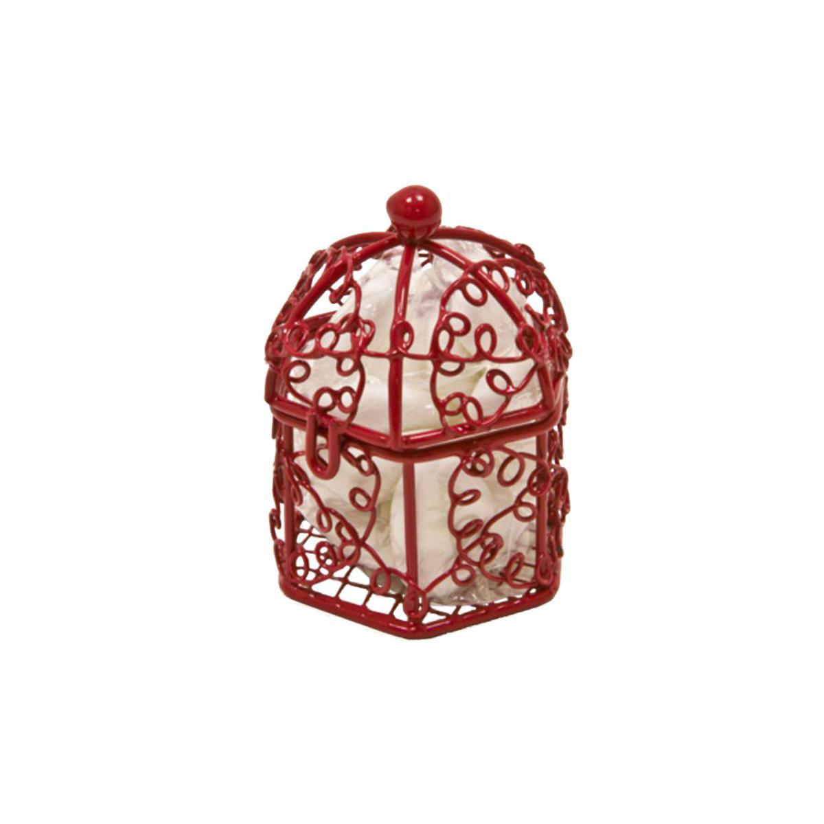 Mini cage - Métal - 5,5x4,5cm - Rouge