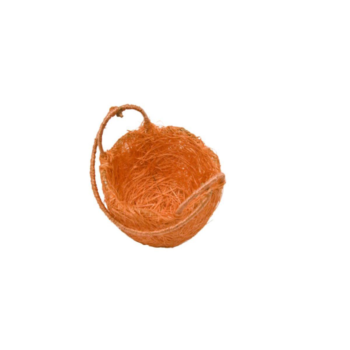 Panier rond avec anse - Sisal tressé -10 x 6cm - Orange