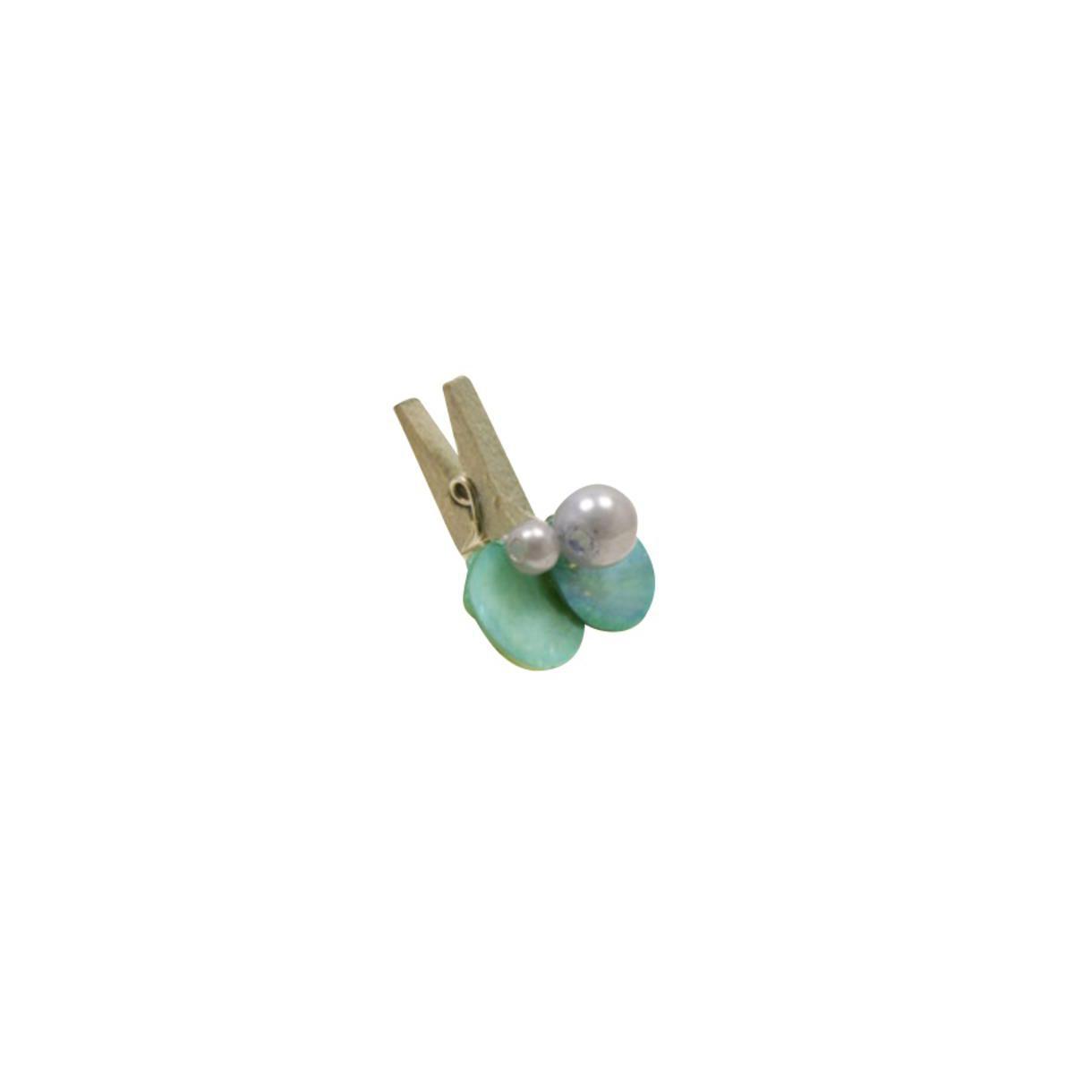 Pince décorative perle - Bois et plastique - Bleu turquoise