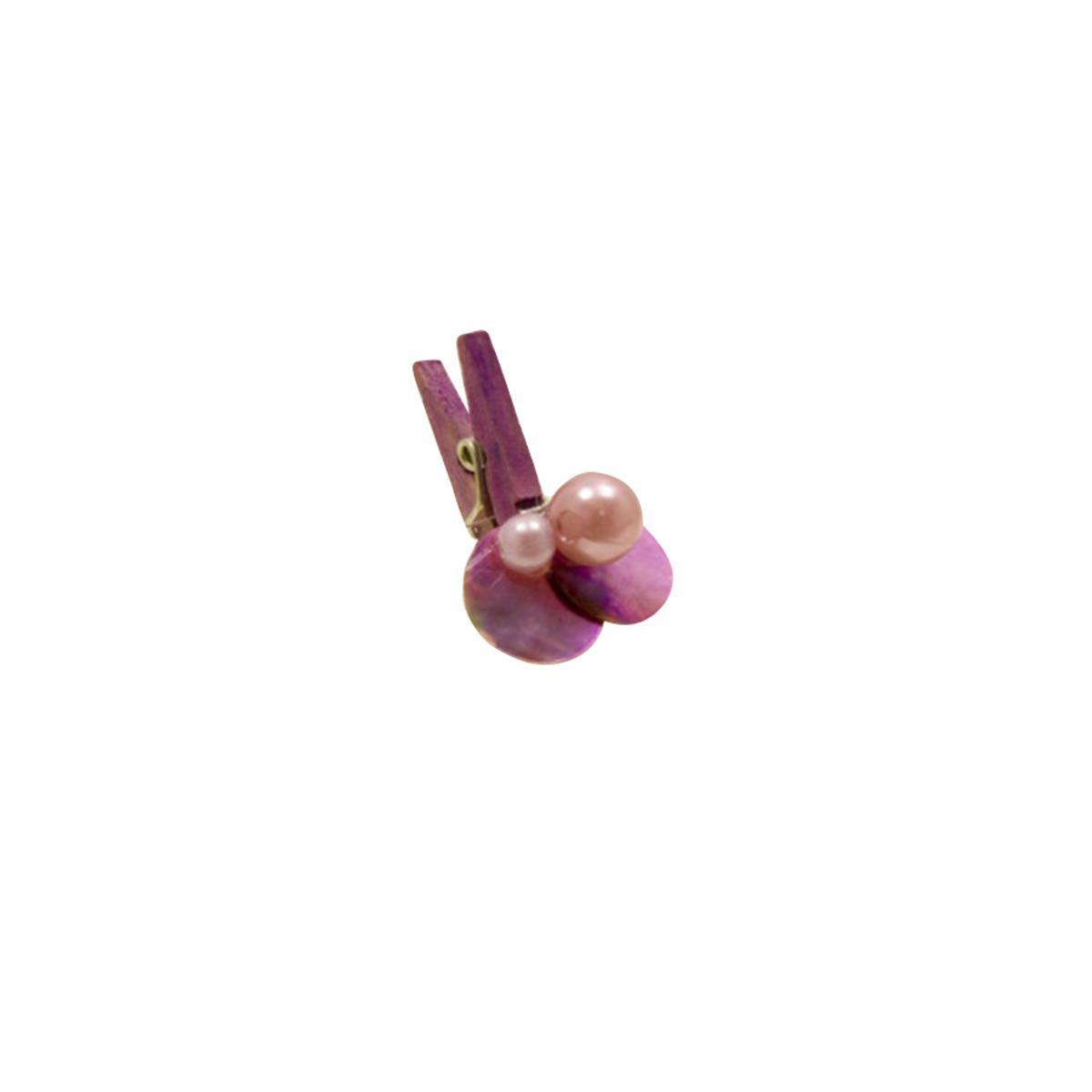 Pince décorative perle - Bois et plastique - Violet parme