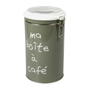 Boite à café ronde - Thème texte - Hauteur 30 cm - Gris