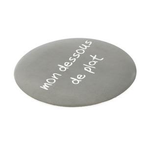 Dessous de plat mélamine - Diamètre 19,5 cm - Thème texte - Gris