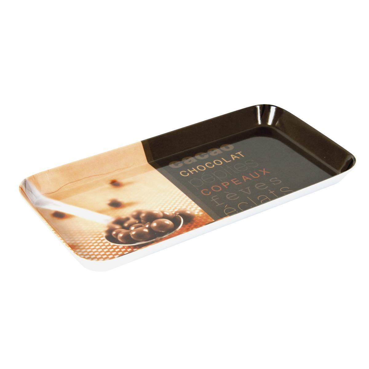 Plateau de présentation en mélamine - 30 x 15 cm - Thème chocolat - marron