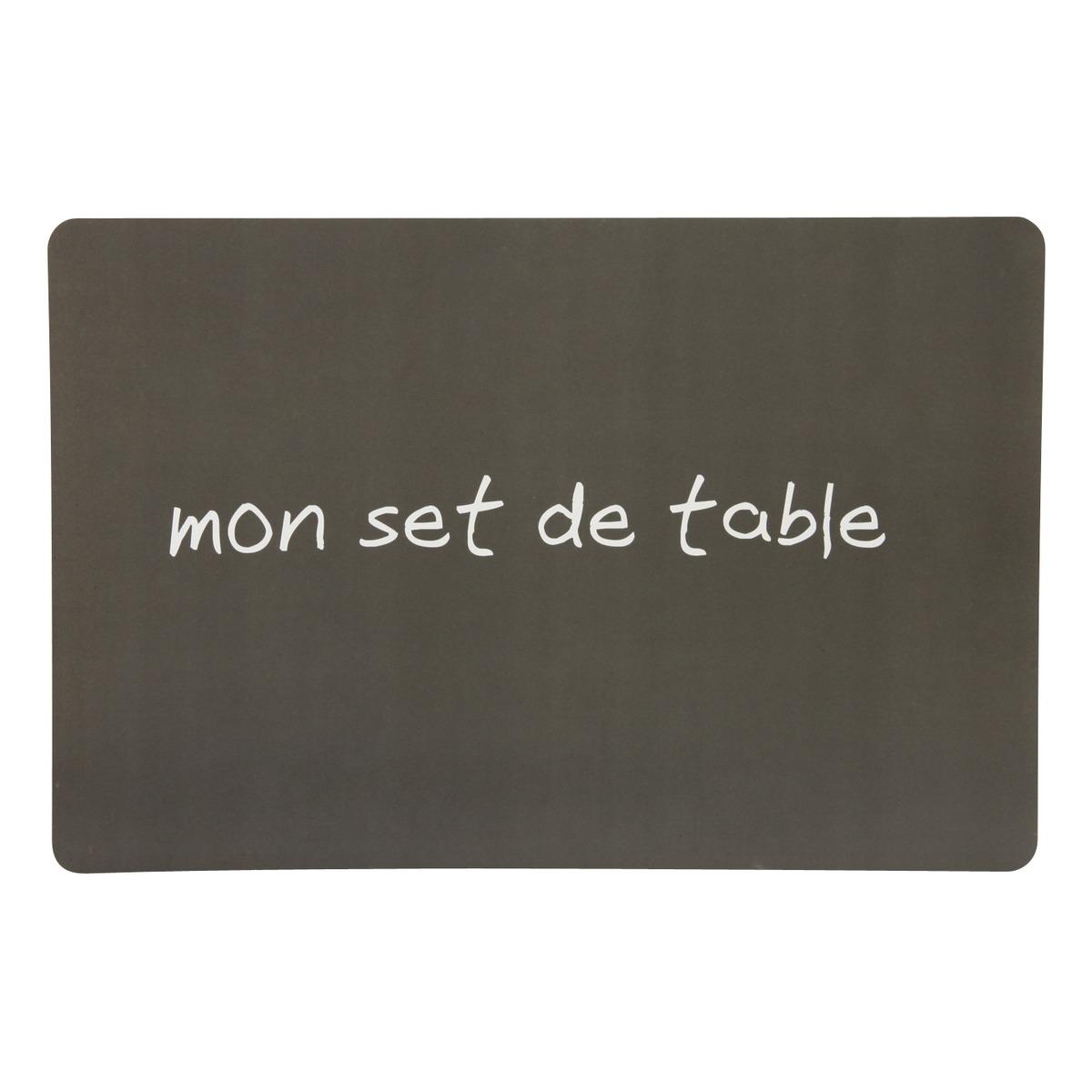 Set de table opaque - 30 x 45 cm - Thème texte - Gris