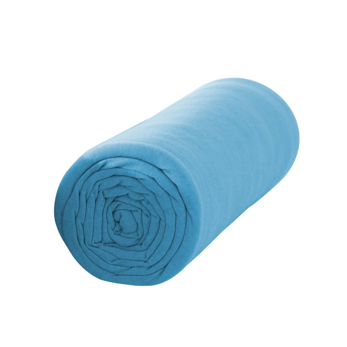 Drap housse pour matelas en jersey - 90 x 190 cm - Bleu mer du sud