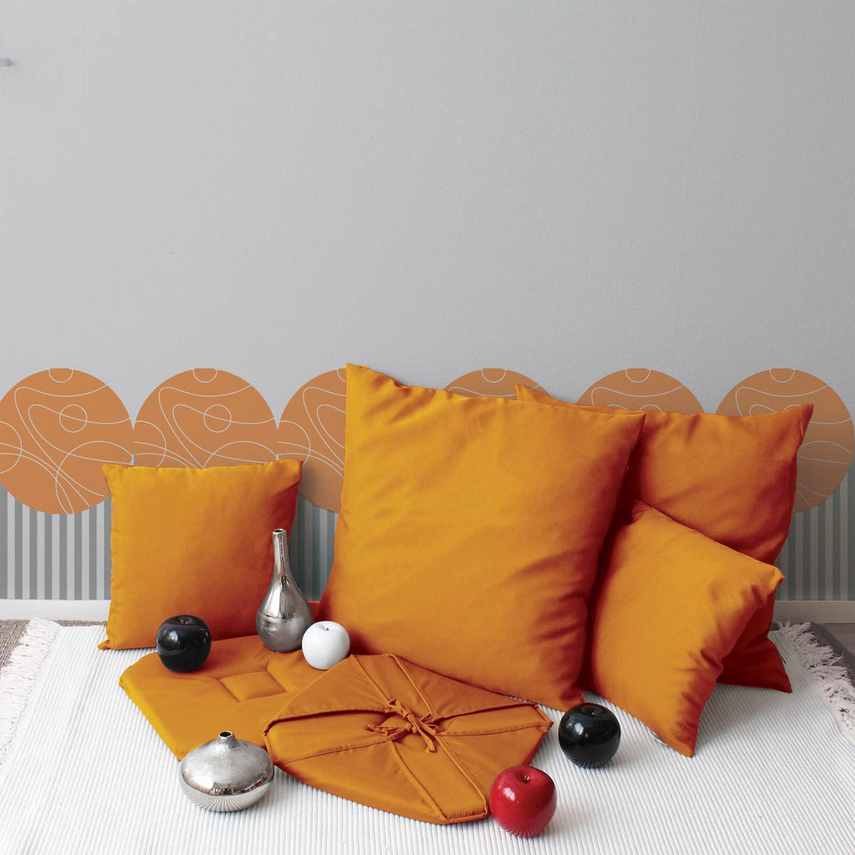 Coussin déhoussable- 100% polyester - 40 x 40 cm - Orange