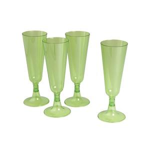 4 flûtes en plastique - 13 Cl - couleur vert pistache