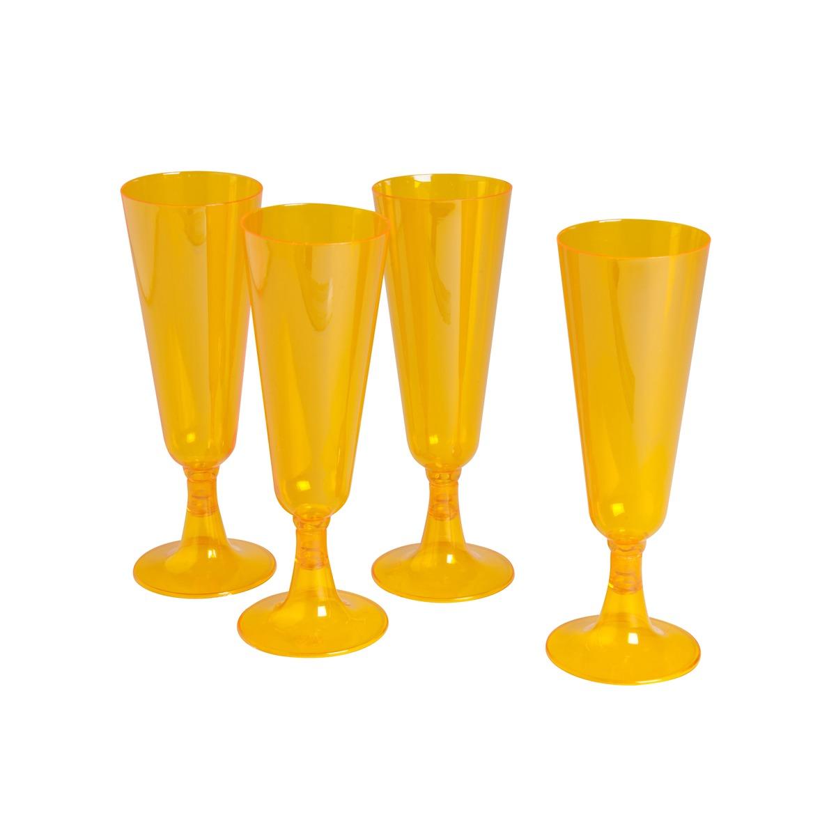 4 flûtes en plastique - 13 Cl - couleur orange