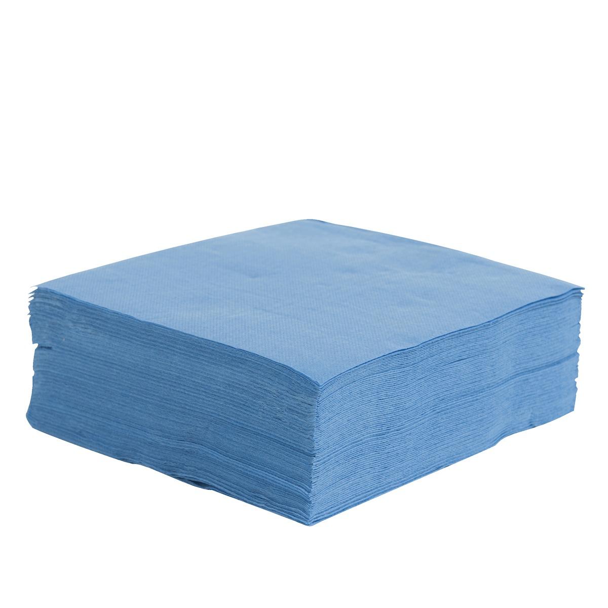 Lot de 40 serviettes Soft Touch Bleu Lagon 2 plis - 38 x 38 cm - Pure Ouate de Cellulose - Bleu