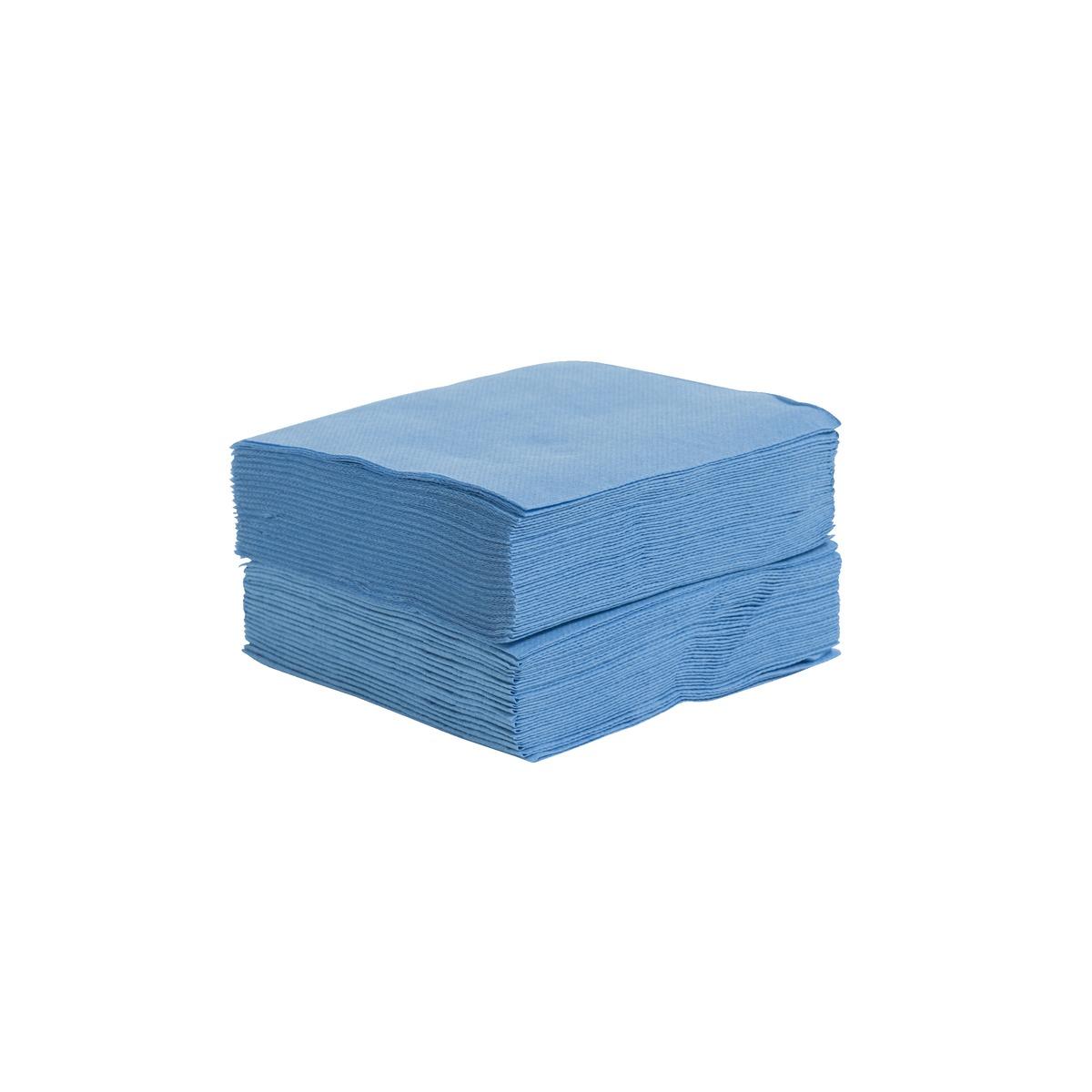 Lot de 40 serviettes Soft Touch - 25 x 25 cm - Pure Ouate de Cellulose - Bleu