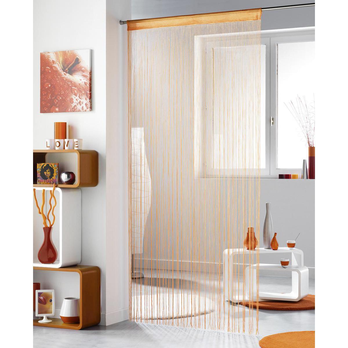Rideau de fils en polyester - 90 x 200 cm - Orange