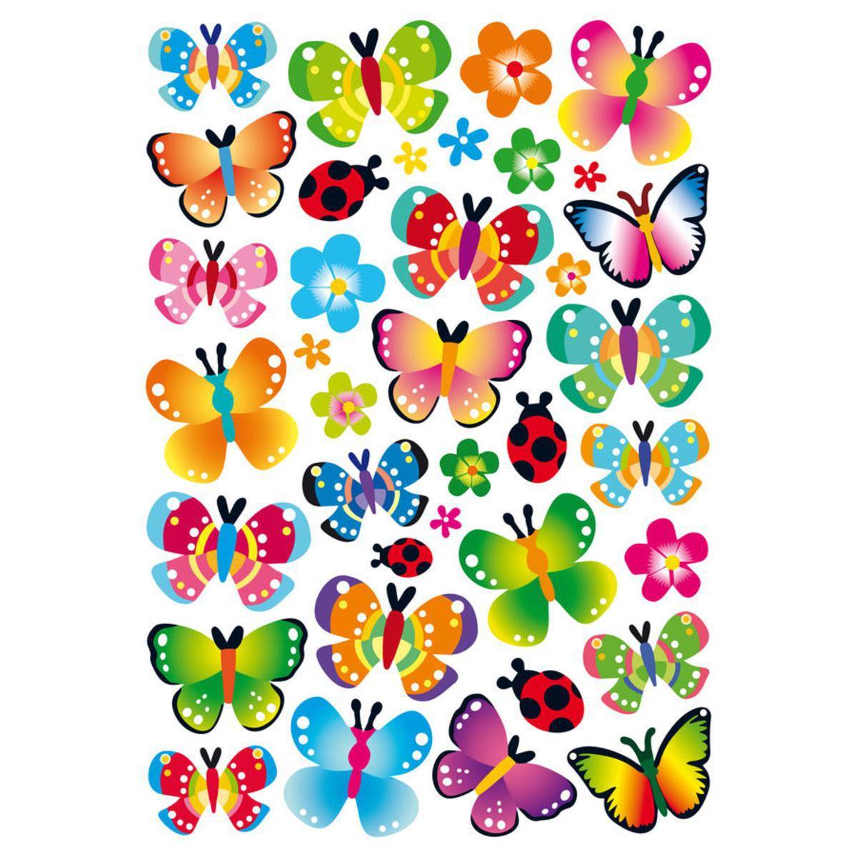 Lot de 88 gommettes papillons - Papier - 30,5 x 18,5 x 0,1 cm - Multicolore