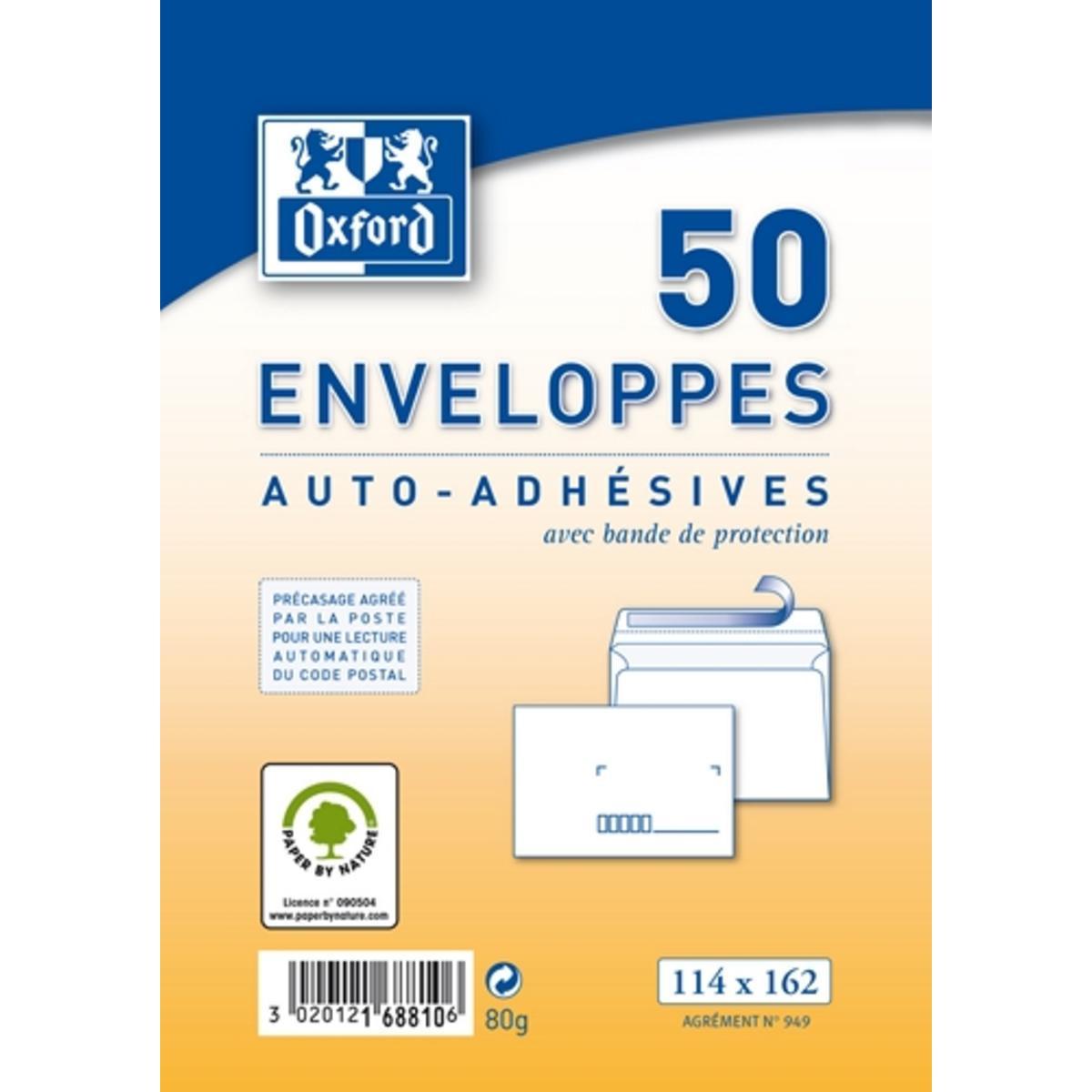 Enveloppe x 50 114 x 162 précasée autoadhésives