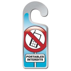Plaque de porte - Portables interdits - 8 x 20 cm