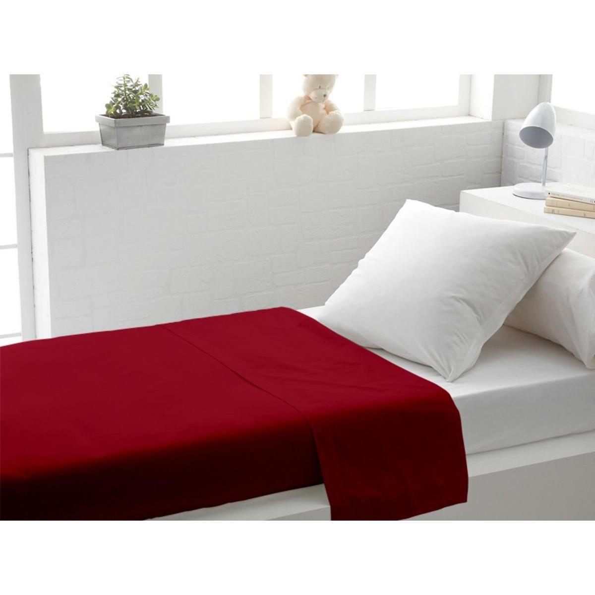 Drap plat uni - 180 x 290 cm - Rouge