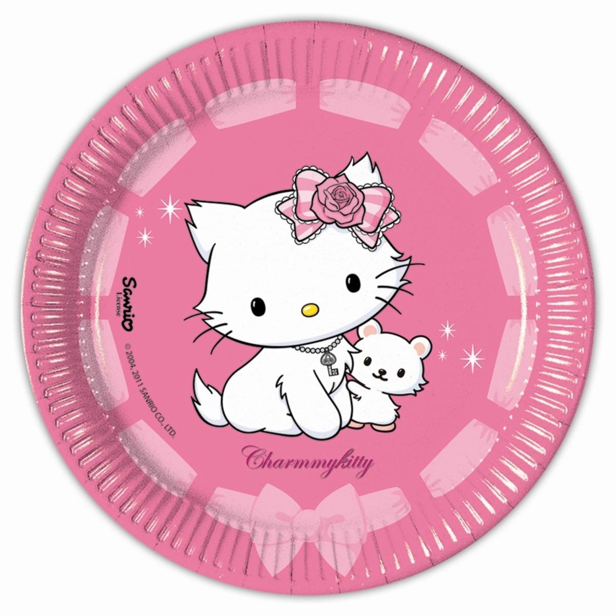 Lot de 10 assiettes Charmmy Kitty en carton - 23 cm - Multicolore