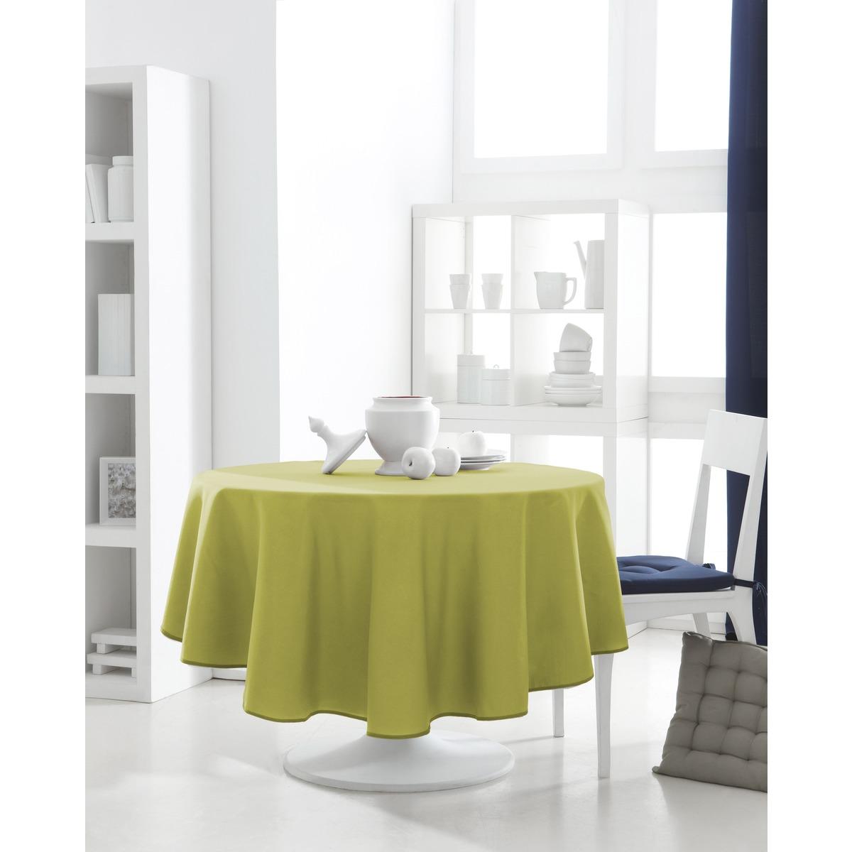 Nappe de table ronde 100% coton 180 cm - Vert fougère