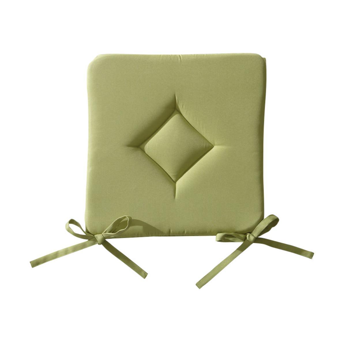 Galette de chaise en polyester - 40 cm x 40 cm x 3 cm - Vert