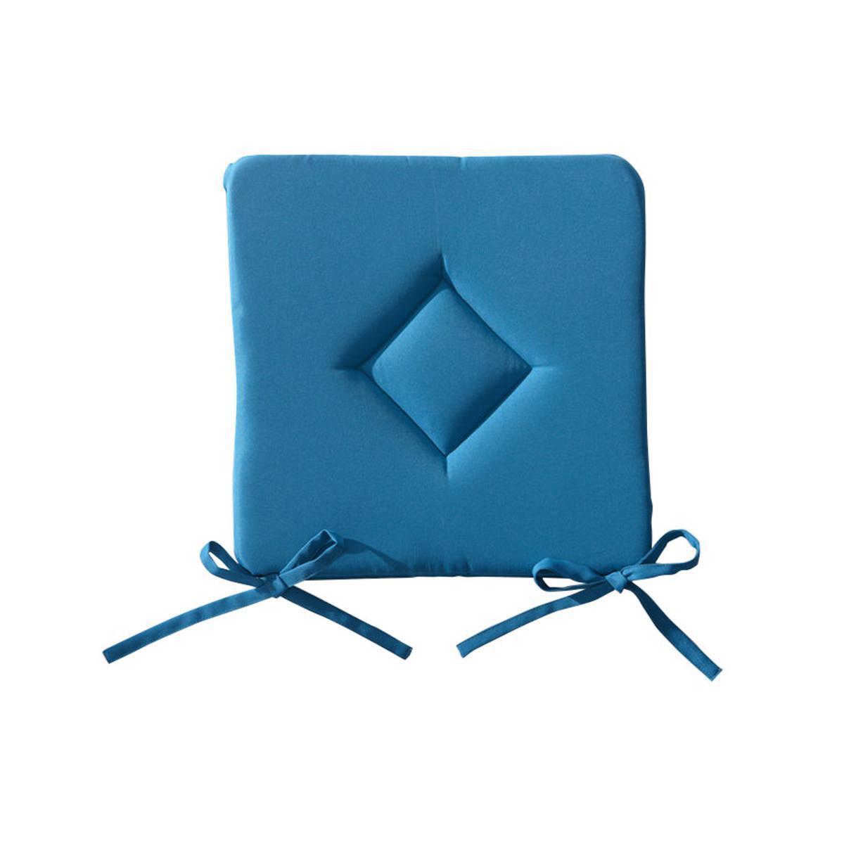 Galette de chaise en polyester - 40 cm x 40 cm x 3 cm - Bleu