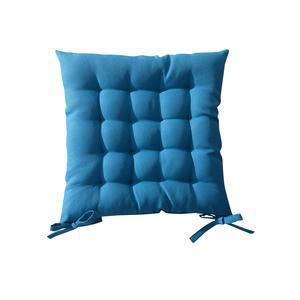 Galette de chaise en polyester - 40 cm x 40 cm x 3 cm - Bleu